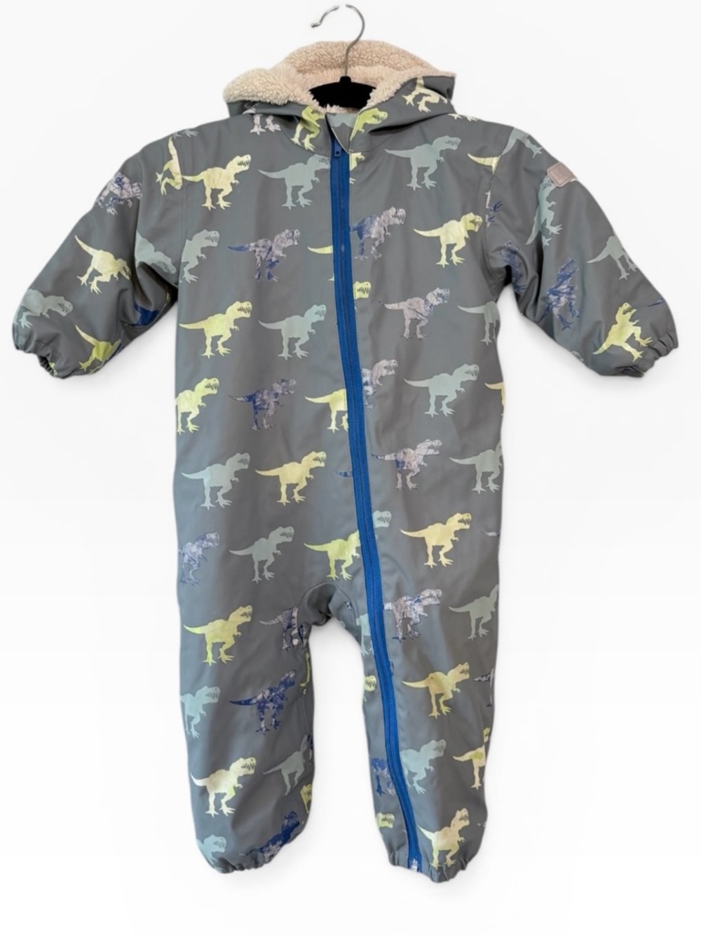 Hatley Baby Fleece Lined WP Snowsuit Dinosaur Print Grey Size 18-24 Months